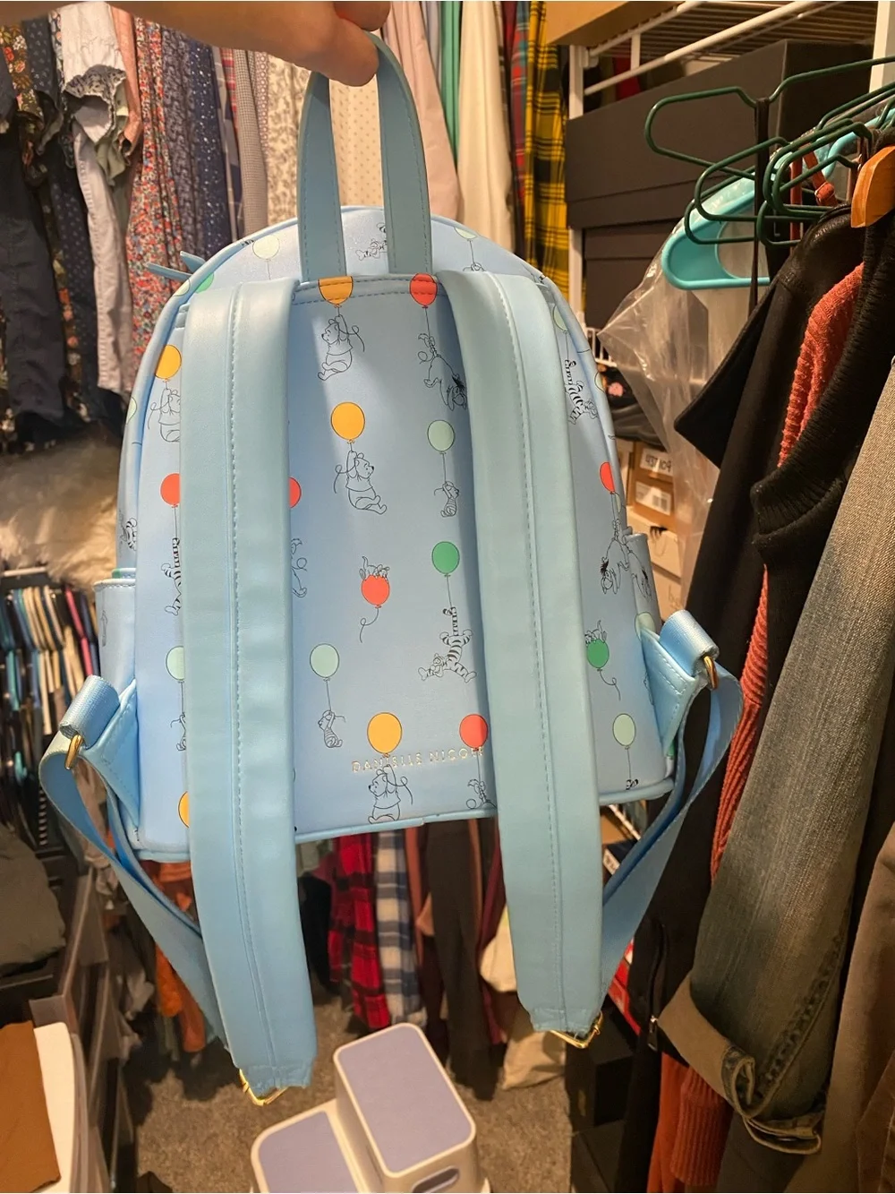 Disney Winnie the Pooh Blue mini Backpack with Balloon Print - Picture 4 of 7